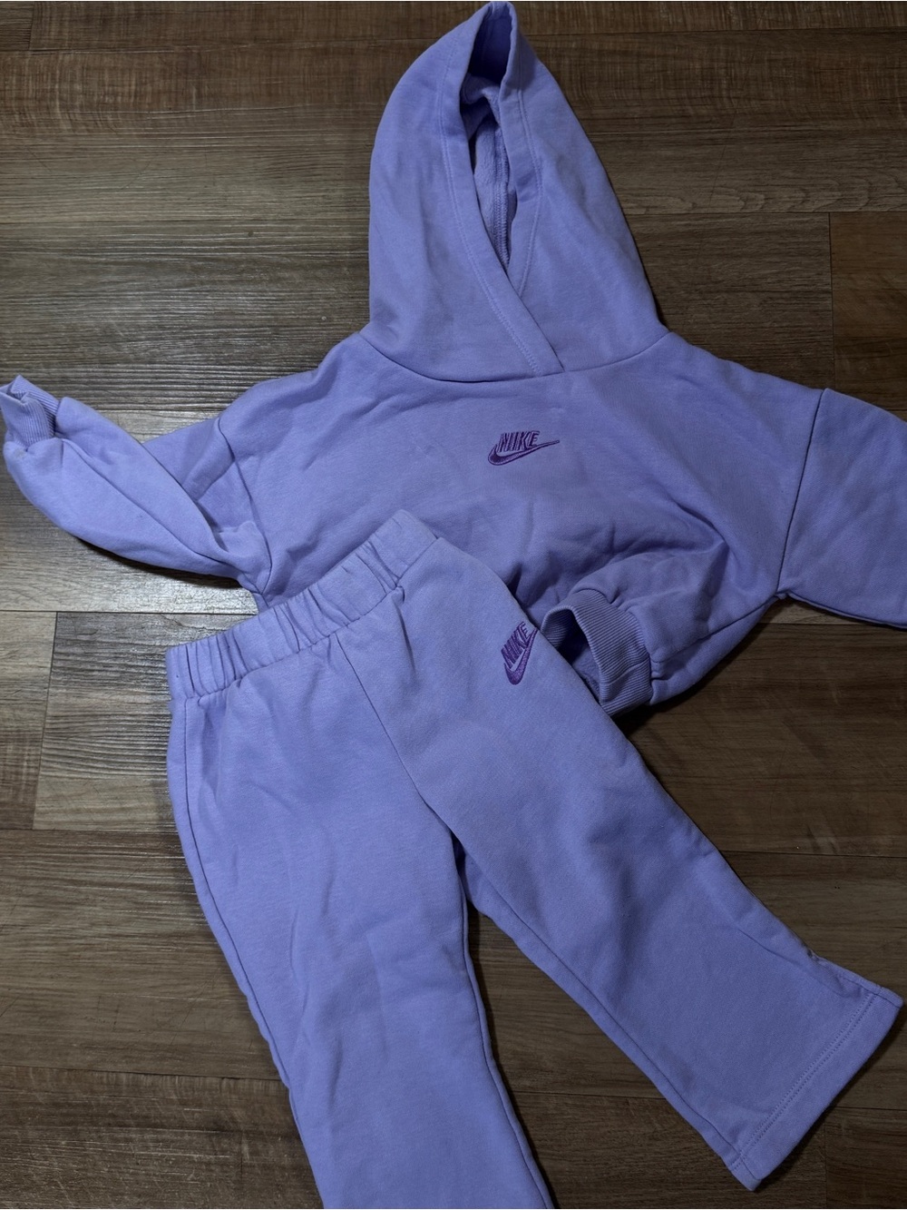 Nike Girls 2T Oversized Sweatshirt + Sweat Pants Purple Toddler Athletic Set